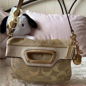 Coach Tan and Gold vintage flap bag